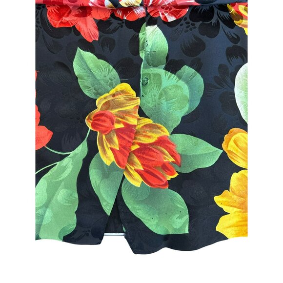 Vintage 1980s Adrianna Papell Tropical Floral Short Sleeve Silk Dress Size 10 - Picture 8 of 8